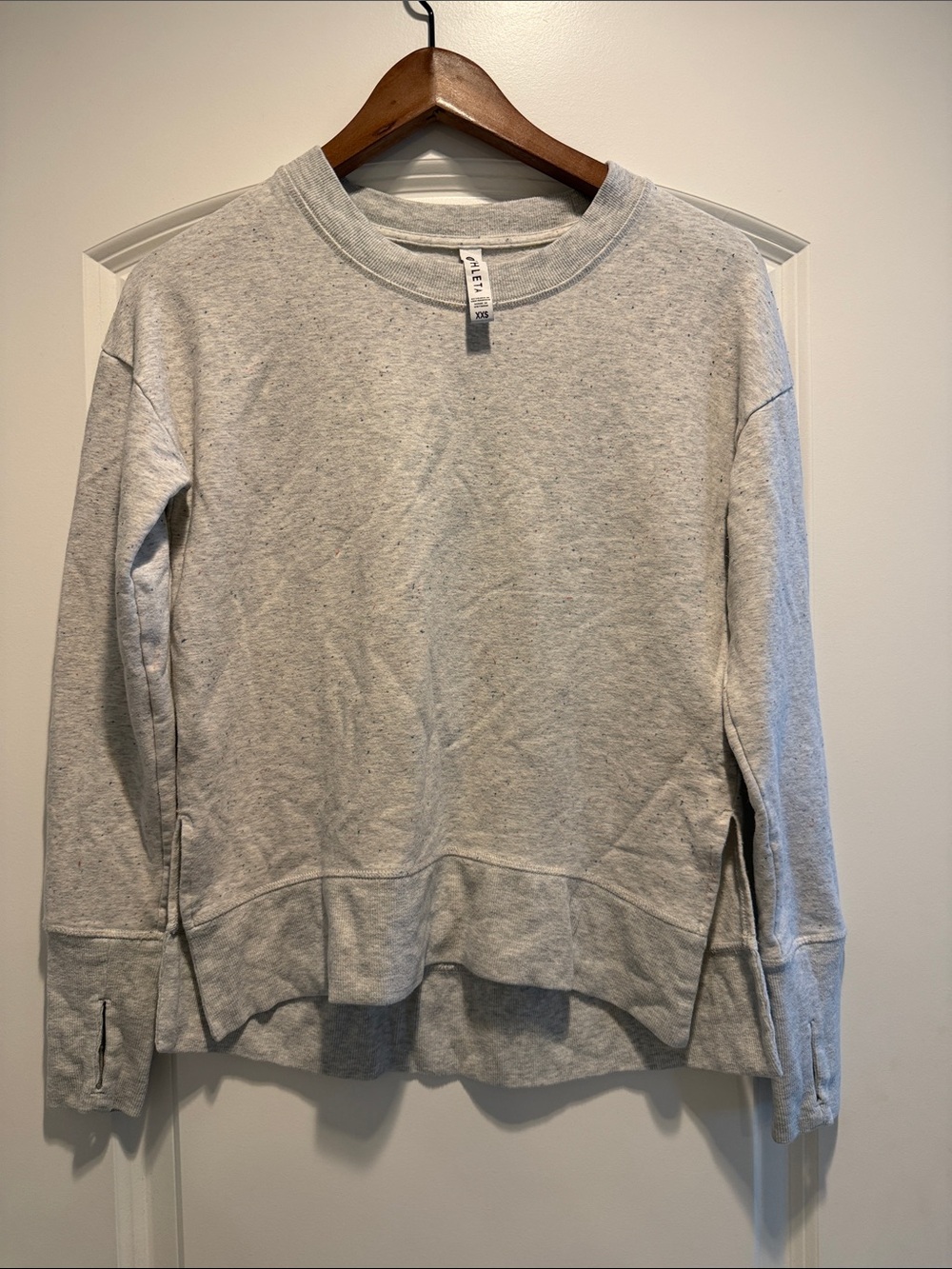 ATHLETA Women Heather gray fleck coaster sweatshirt- size xxs